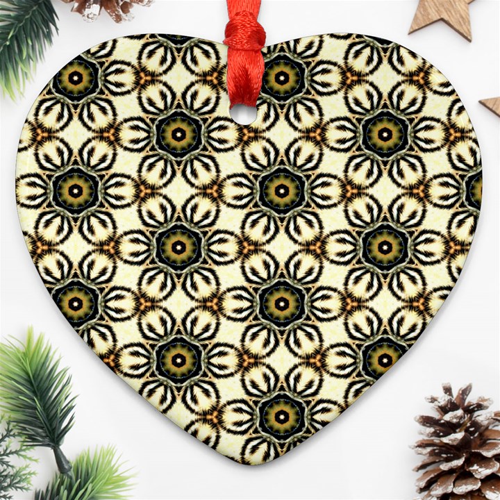 Faux Animal Print Pattern Heart Ornament