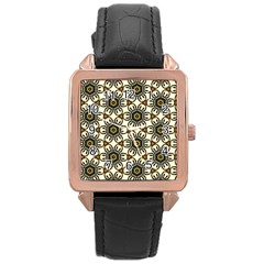 Faux Animal Print Pattern Rose Gold Leather Watch 