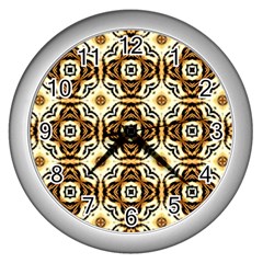 Faux Animal Print Pattern Wall Clock (silver) by GardenOfOphir