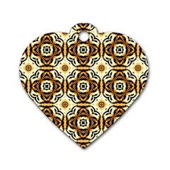 Faux Animal Print Pattern Dog Tag Heart (two Sided)