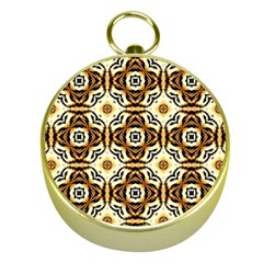 Faux Animal Print Pattern Gold Compass