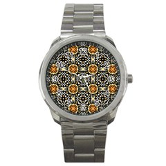 Faux Animal Print Pattern Sport Metal Watch