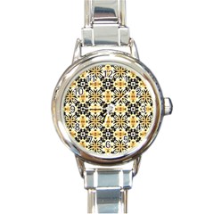 Faux Animal Print Pattern Round Italian Charm Watch by GardenOfOphir