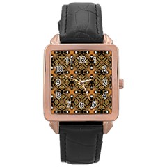 Faux Animal Print Pattern Rose Gold Leather Watch  by GardenOfOphir