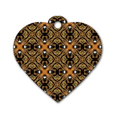 Faux Animal Print Pattern Dog Tag Heart (two Sided)