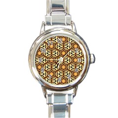 Faux Animal Print Pattern Round Italian Charm Watch