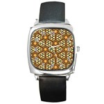 Faux Animal Print Pattern Square Leather Watch Front