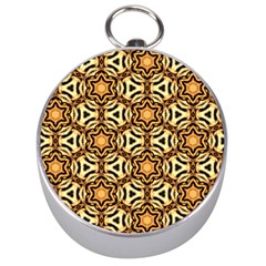 Faux Animal Print Pattern Silver Compass