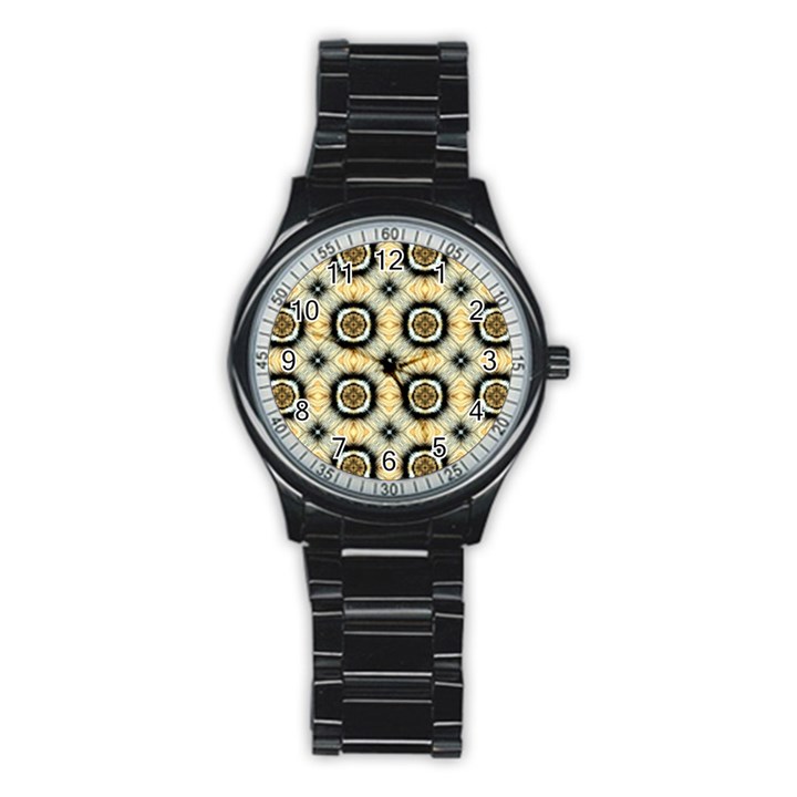 Faux Animal Print Pattern Sport Metal Watch (Black)