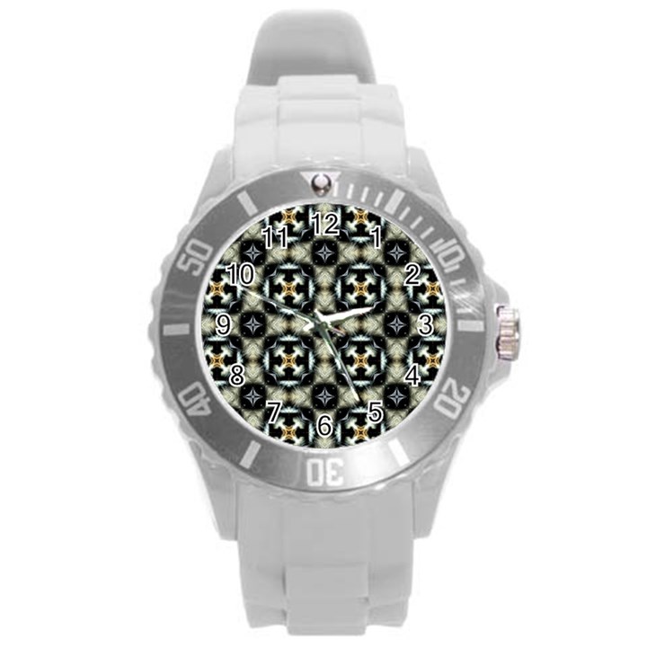 Faux Animal Print Pattern Plastic Sport Watch (Large)