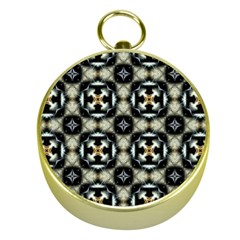 Faux Animal Print Pattern Gold Compass