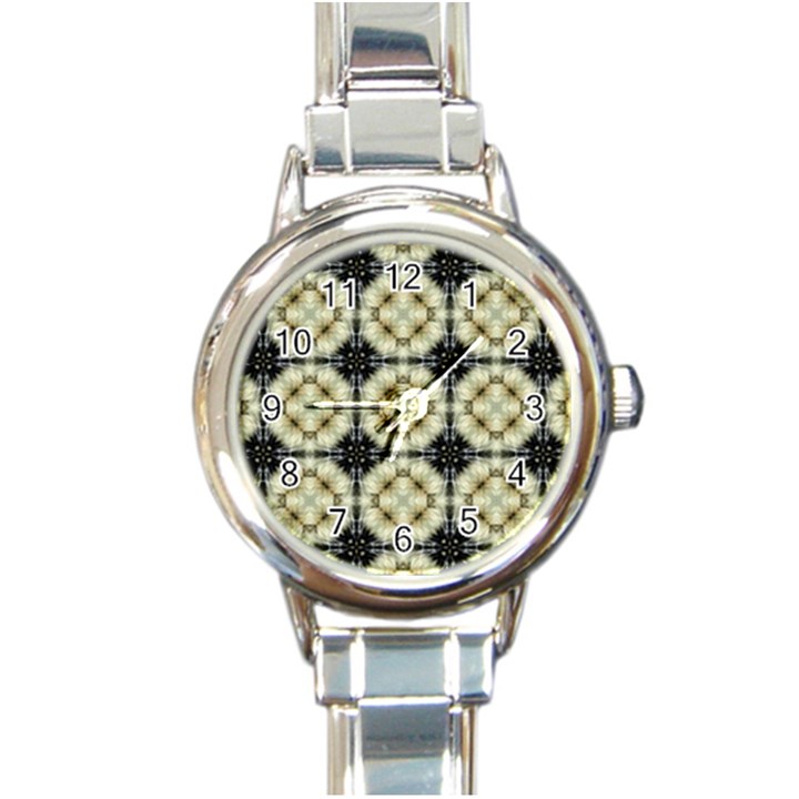 Faux Animal Print Pattern Round Italian Charm Watch