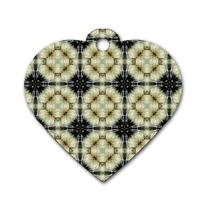 Faux Animal Print Pattern Dog Tag Heart (Two Sided)