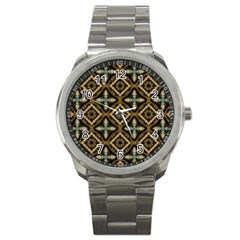 Faux Animal Print Pattern Sport Metal Watch by GardenOfOphir