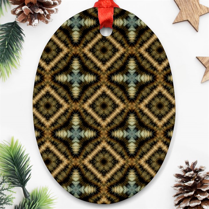 Faux Animal Print Pattern Oval Ornament (Two Sides)