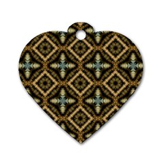 Faux Animal Print Pattern Dog Tag Heart (one Sided)  by GardenOfOphir