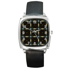 Faux Animal Print Pattern Square Leather Watch