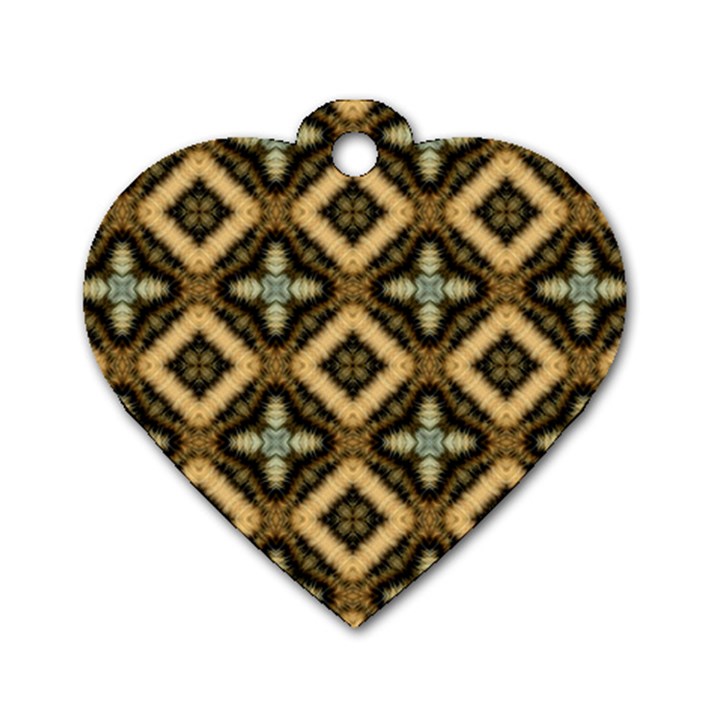 Faux Animal Print Pattern Dog Tag Heart (Two Sided)