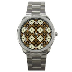 Faux Animal Print Pattern Sport Metal Watch by GardenOfOphir