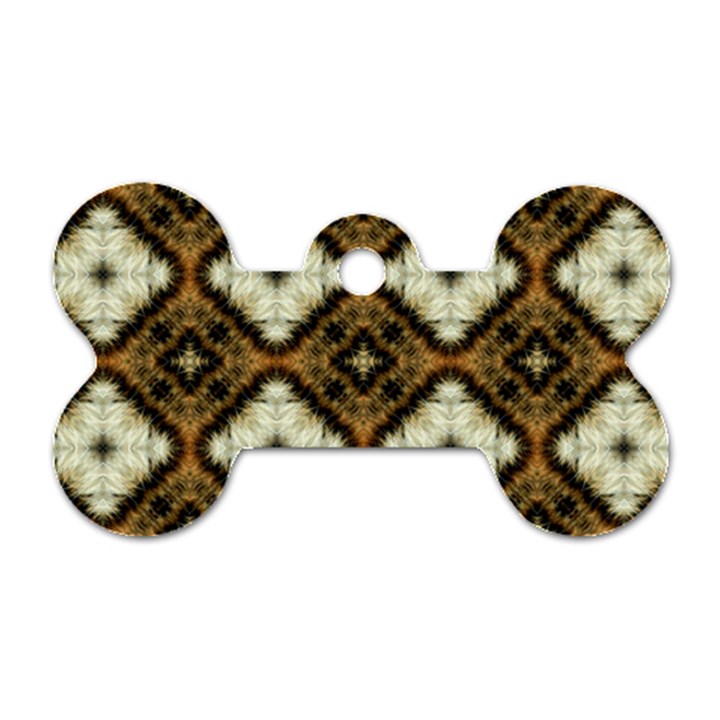 Faux Animal Print Pattern Dog Tag Bone (One Sided)