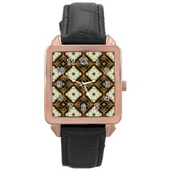 Faux Animal Print Pattern Rose Gold Leather Watch  by GardenOfOphir