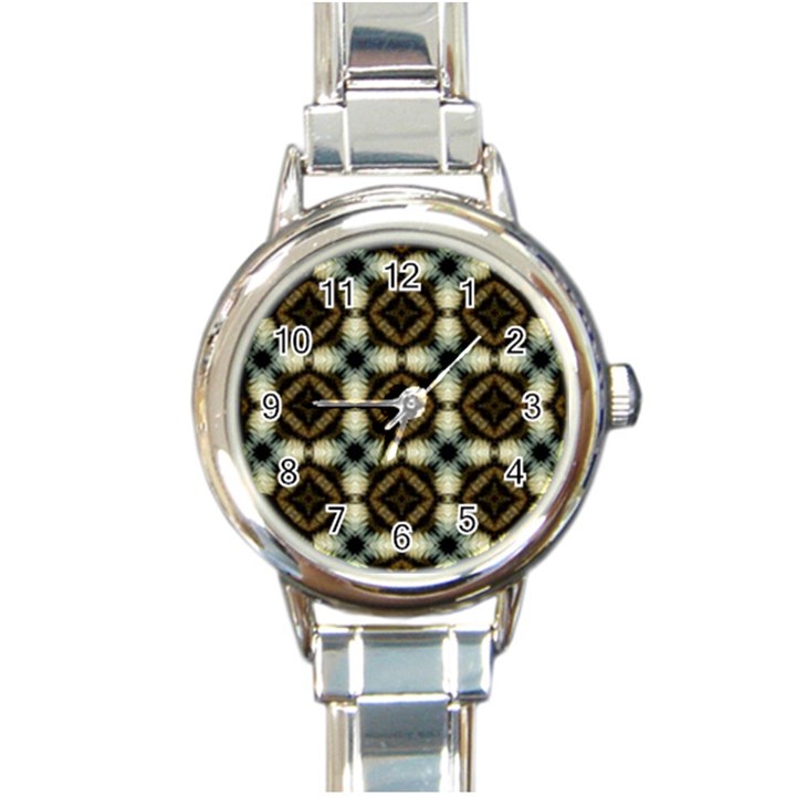 Faux Animal Print Pattern Round Italian Charm Watch