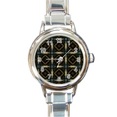 Faux Animal Print Pattern Round Italian Charm Watch