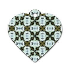 Faux Animal Print Pattern Dog Tag Heart (one Sided)  by GardenOfOphir