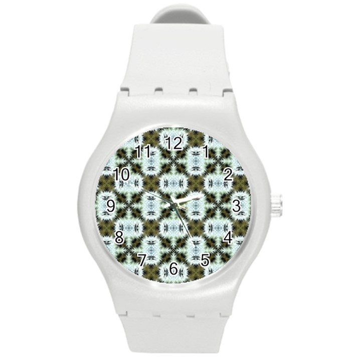 Faux Animal Print Pattern Plastic Sport Watch (Medium)