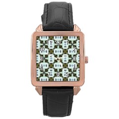 Faux Animal Print Pattern Rose Gold Leather Watch  by GardenOfOphir