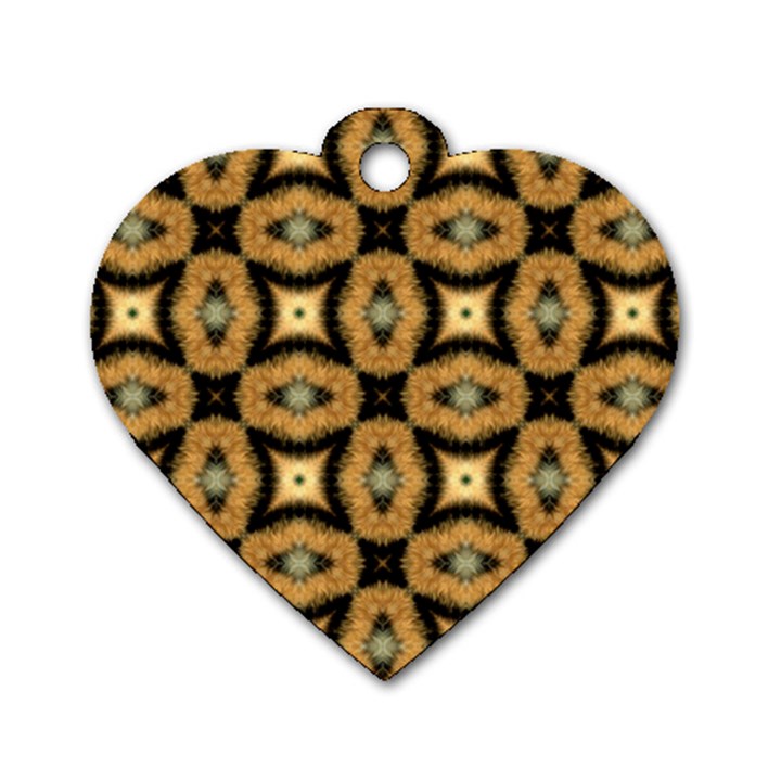 Faux Animal Print Pattern Dog Tag Heart (Two Sided)