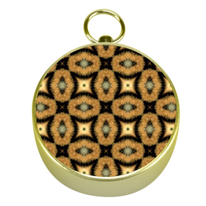 Faux Animal Print Pattern Gold Compass