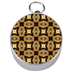 Faux Animal Print Pattern Silver Compass