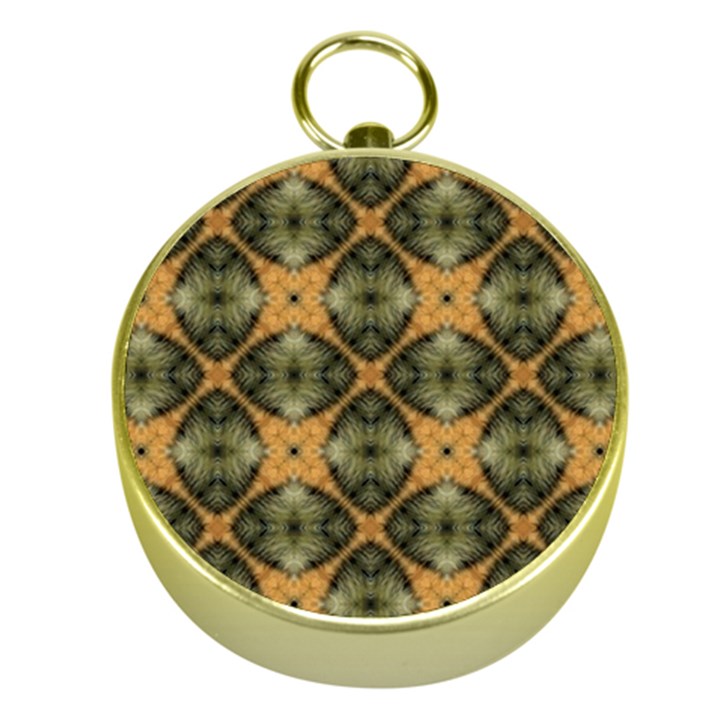 Faux Animal Print Pattern Gold Compass