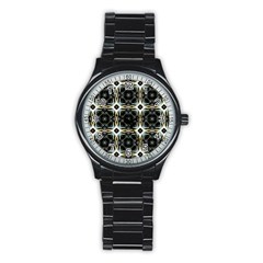 Faux Animal Print Pattern Sport Metal Watch (black) by GardenOfOphir