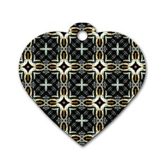 Faux Animal Print Pattern Dog Tag Heart (one Sided)  by GardenOfOphir