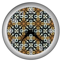 Faux Animal Print Pattern Wall Clock (silver) by GardenOfOphir