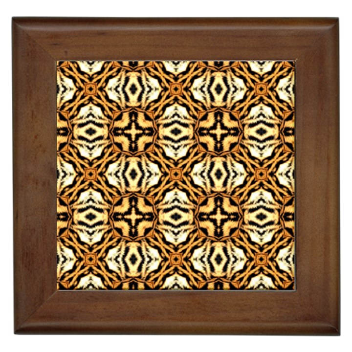 Faux Animal Print Pattern Framed Ceramic Tile