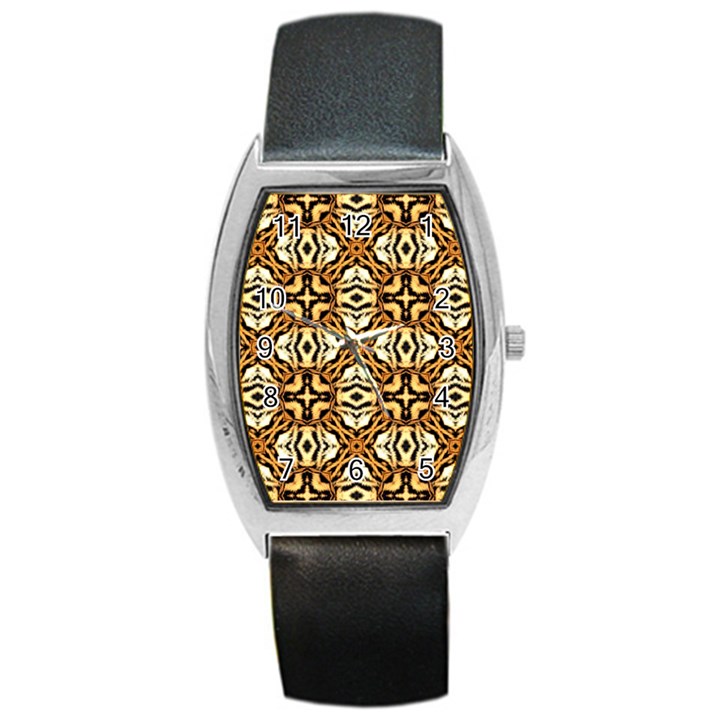 Faux Animal Print Pattern Tonneau Leather Watch