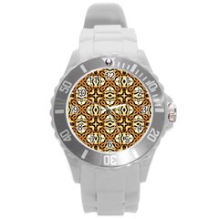 Faux Animal Print Pattern Plastic Sport Watch (large)