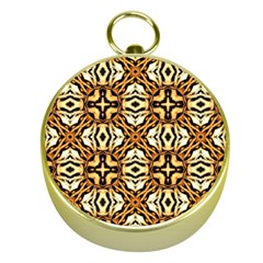 Faux Animal Print Pattern Gold Compass by GardenOfOphir