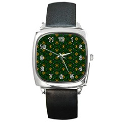 Cute Pretty Elegant Pattern Square Leather Watch by GardenOfOphir