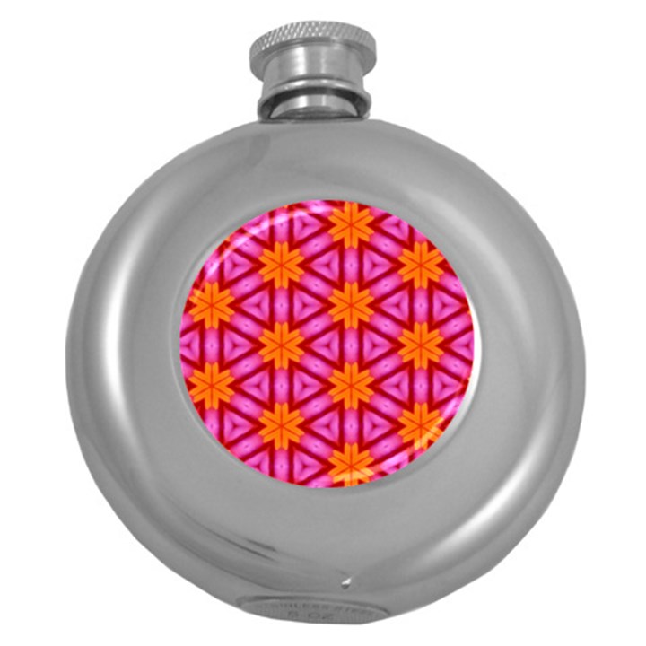 Cute Pretty Elegant Pattern Hip Flask (Round)