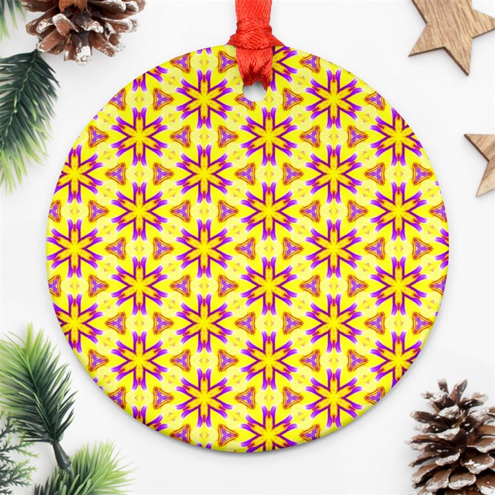 Cute Pretty Elegant Pattern Round Ornament (Two Sides)