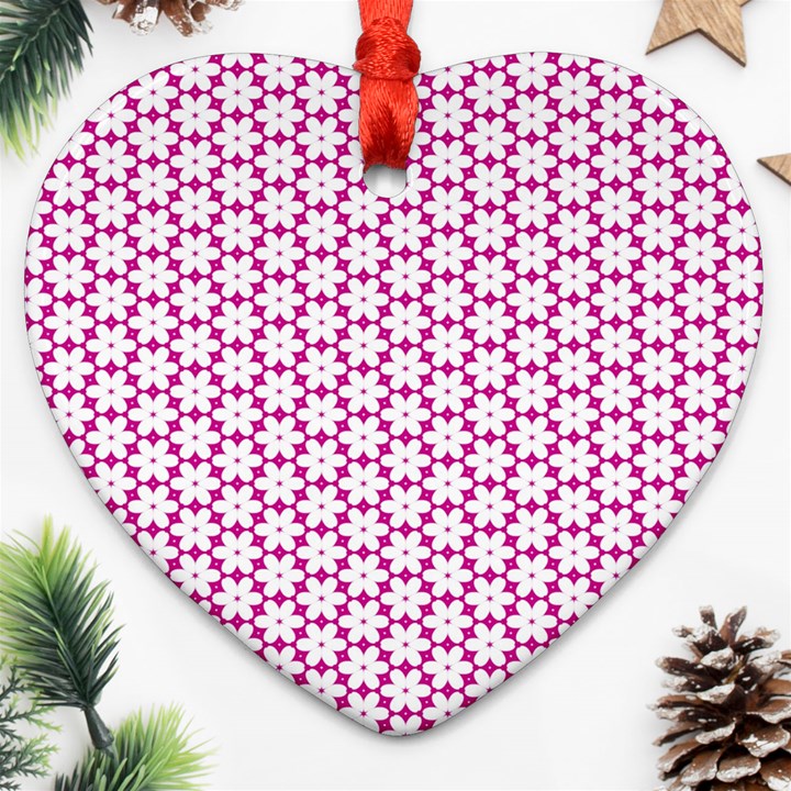 Cute Pretty Elegant Pattern Heart Ornament (Two Sides)