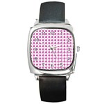 Cute Pretty Elegant Pattern Square Leather Watch Front