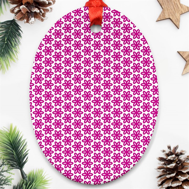 Cute Pretty Elegant Pattern Oval Ornament (Two Sides)