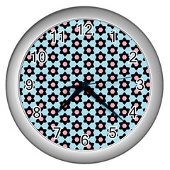 Cute Pretty Elegant Pattern Wall Clock (silver) by GardenOfOphir