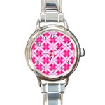 Cute Pretty Elegant Pattern Round Italian Charm Watch Front