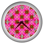 Cute Pretty Elegant Pattern Wall Clock (Silver) Front